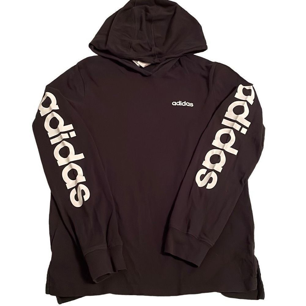 EUC Adidas Black Long Sleeve Hooded Tee - Size Small